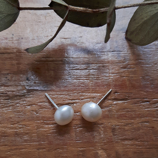 Perfectly Imperfect White Pearl Small Stud Earrings