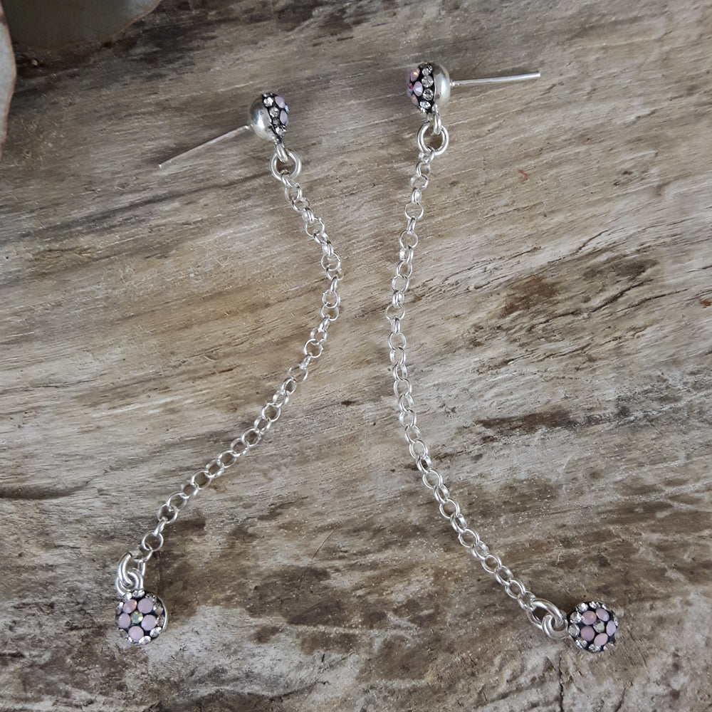SAMPLE Gala Pink Jet Chain Drop Earrings