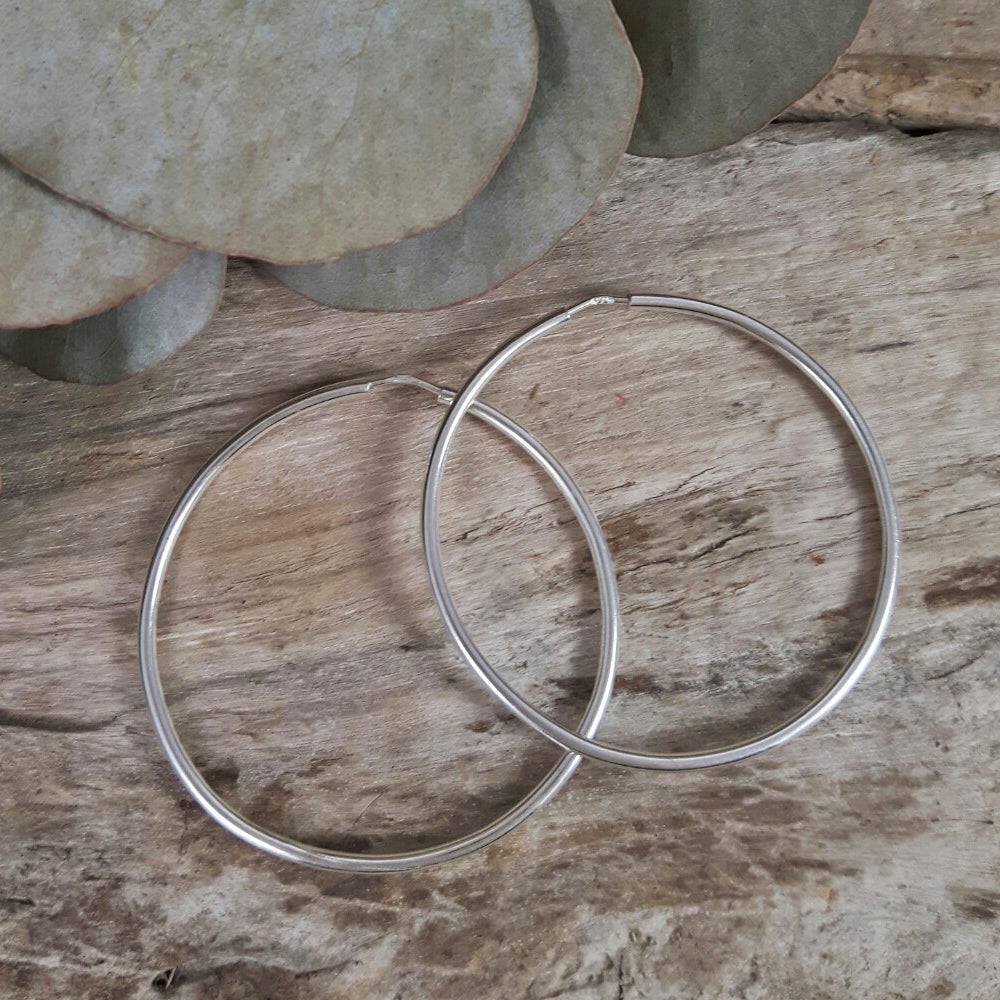 Silver Hoop Earrings Sterling Silver Jewellery Round Silver Hoops