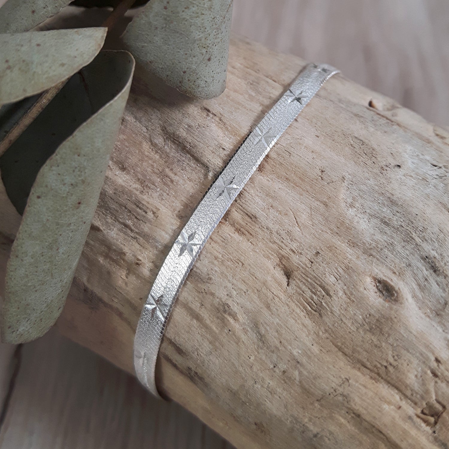 Star Snake Chain Silver Bracelet 17–19.5cm