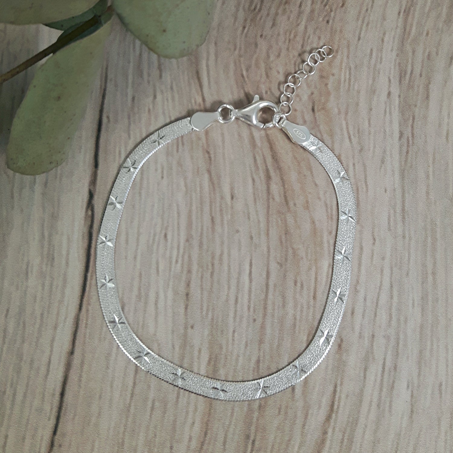 Star Snake Chain Silver Bracelet 17–19.5cm