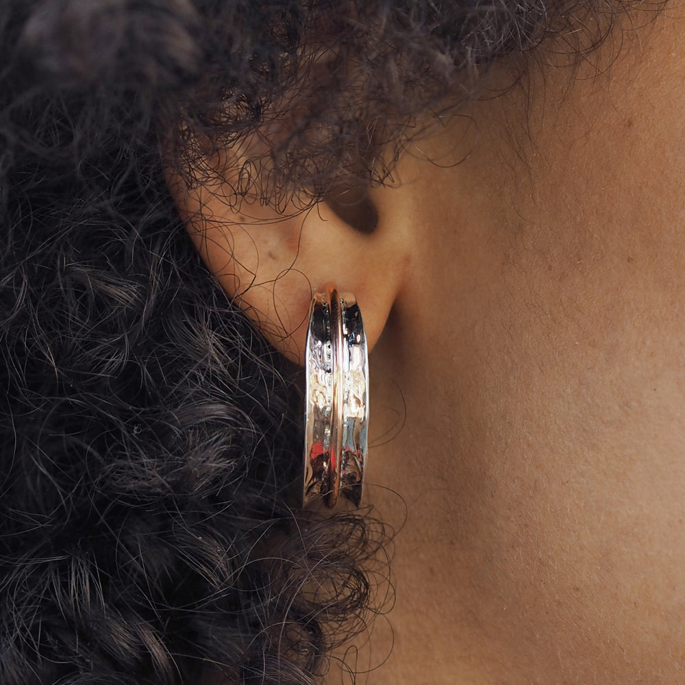Duo Marseille Ag/Cu Hoop Earrings