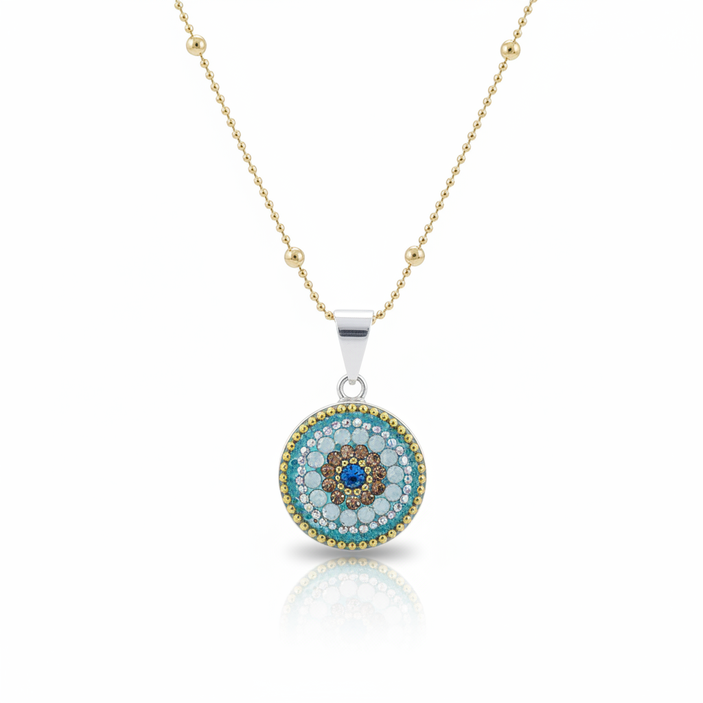 Turquoise Daisy Coin Pendant