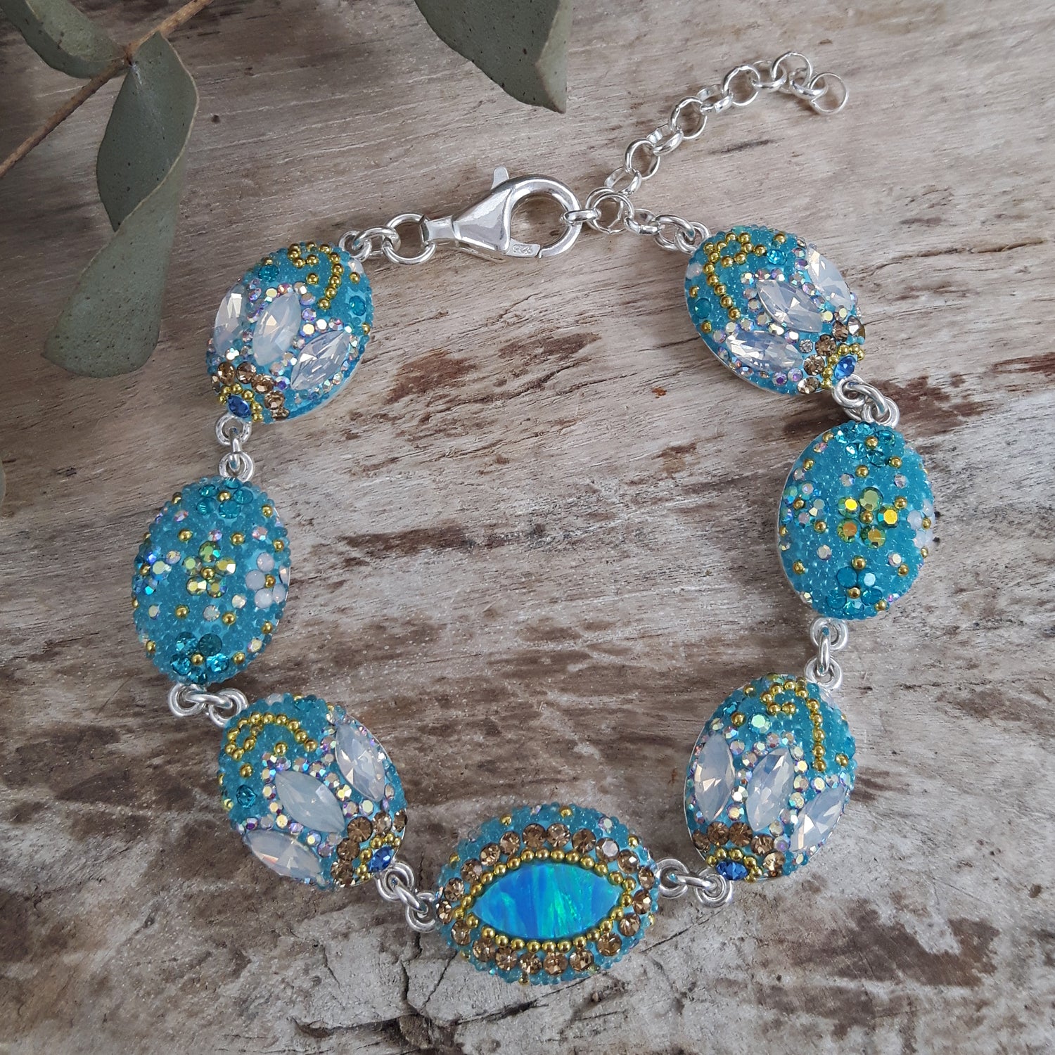 turquoise opal bracelet sterling silver handmade design UK