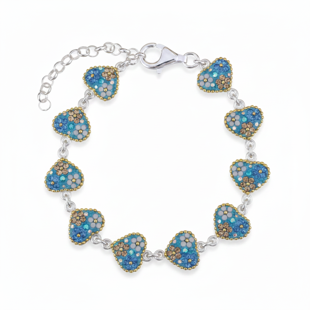 Turquoise Daisy Heart Bracelet
