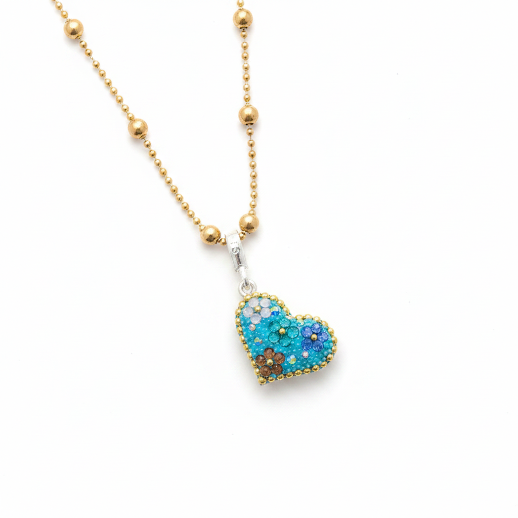 Turquoise Daisy Heart Mini Pendant