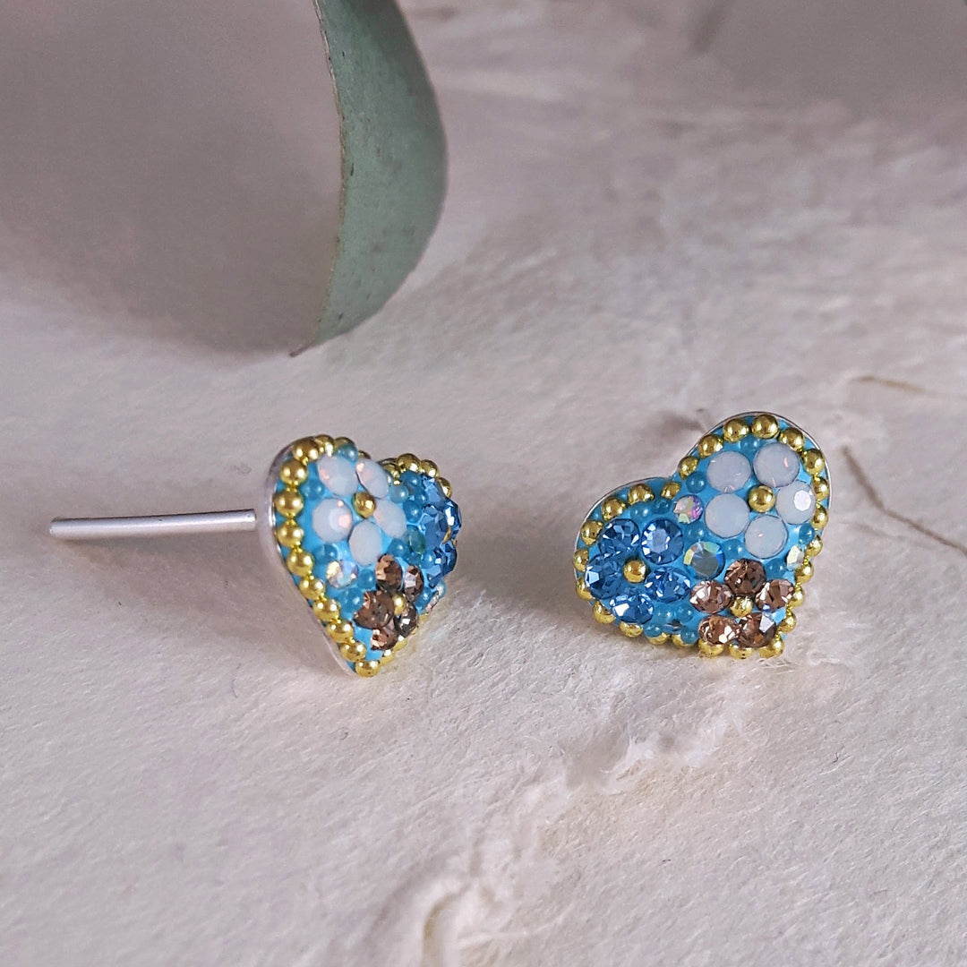 delicate heart stud earrings sterling silver gift jewellery UK