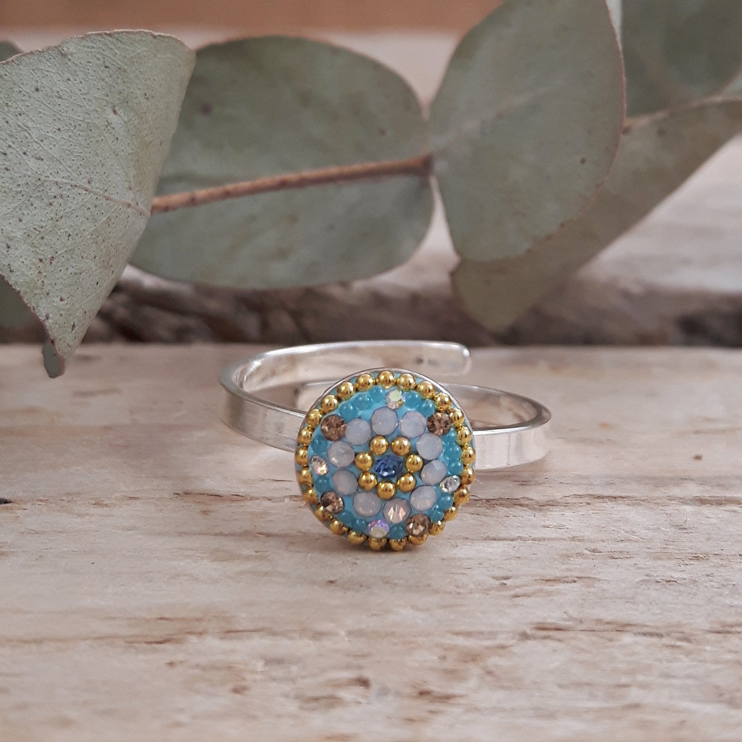 delicate floral adjustable ring sterling silver jewellery UK