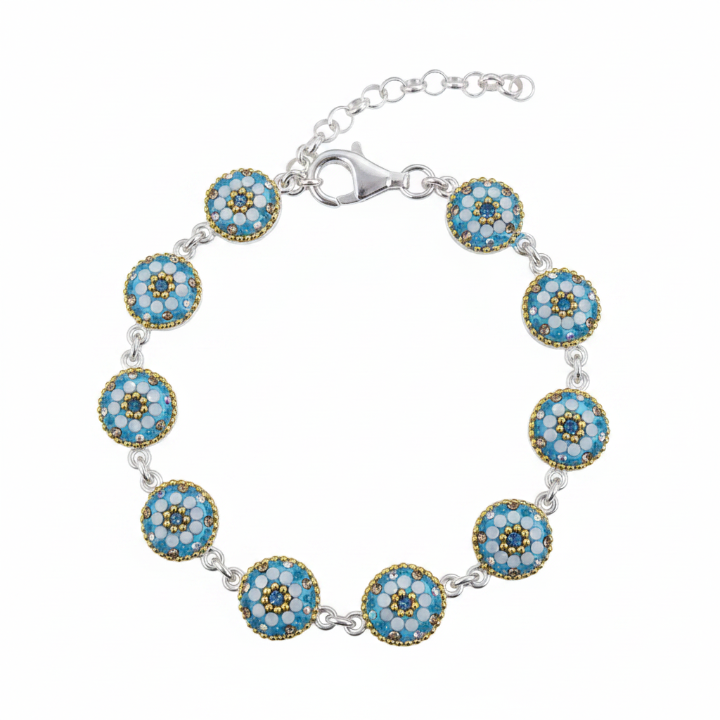 Turquoise Daisy Round Handcrafted Bracelet Allegra Daisy Dream