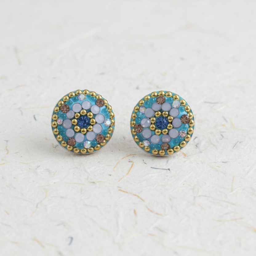 turquoise daisy stud earrings sterling silver soft statement jewellery