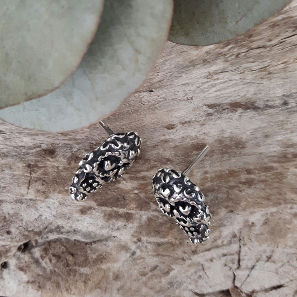 Catrina Skull Sterling Silver Stud Earrings