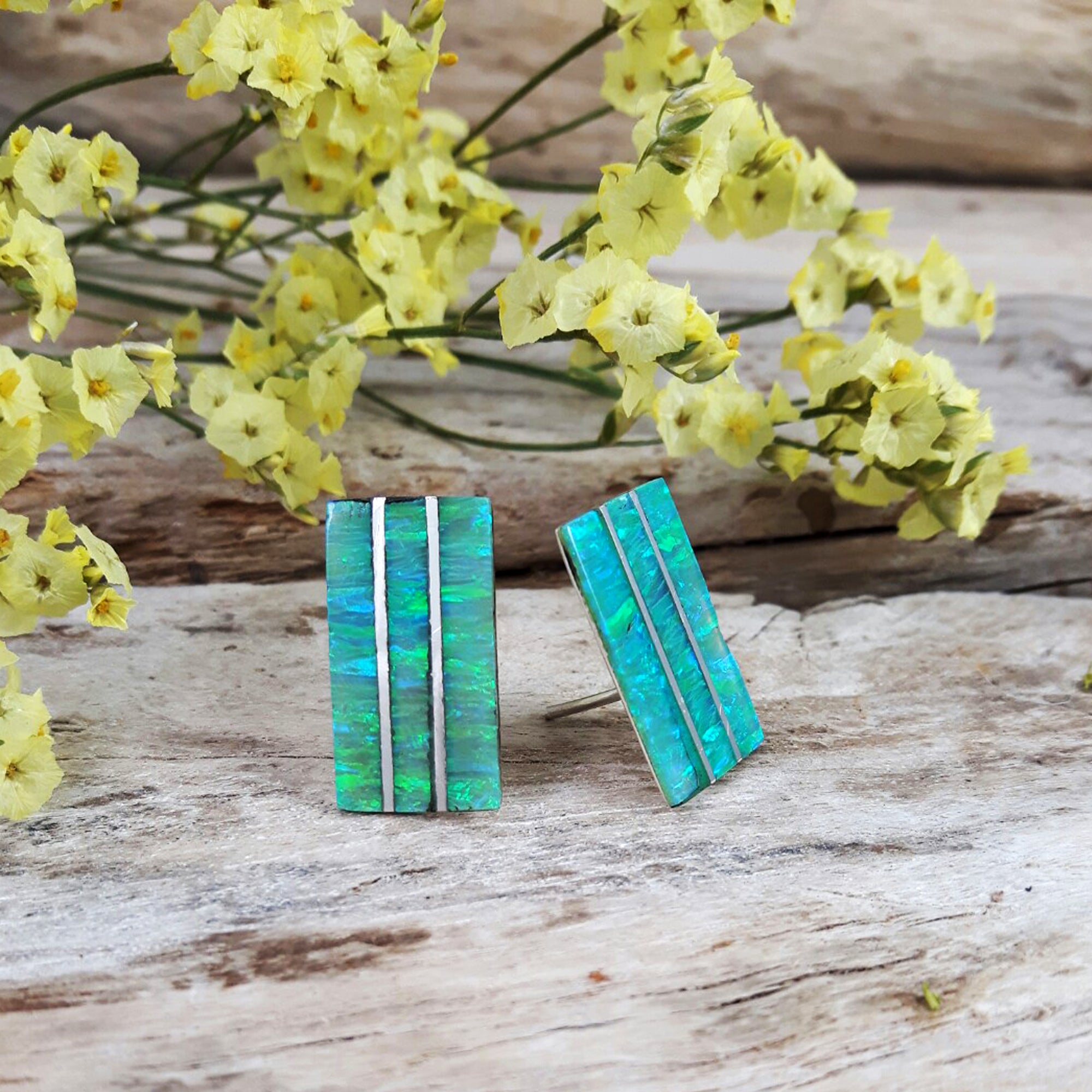 Flinder Nouveau Green Stud Earring