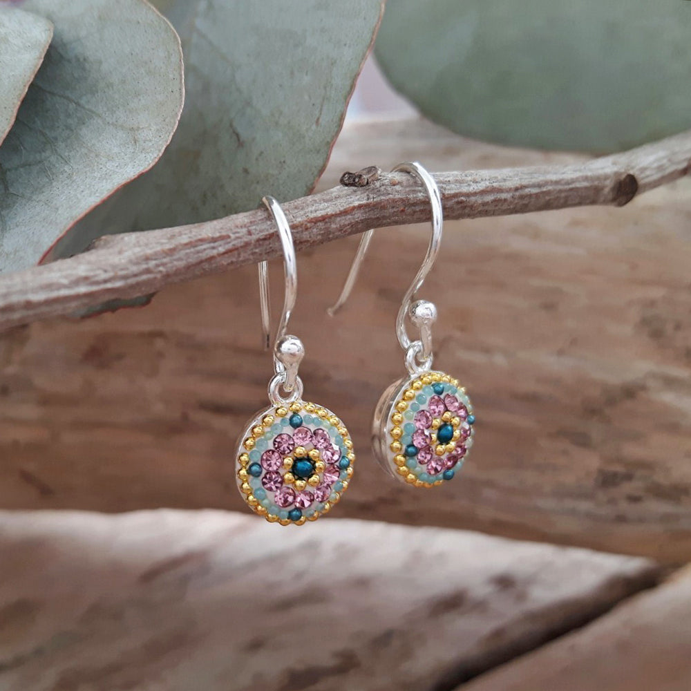 Allegra Antique Round Daisy Drop Earrings