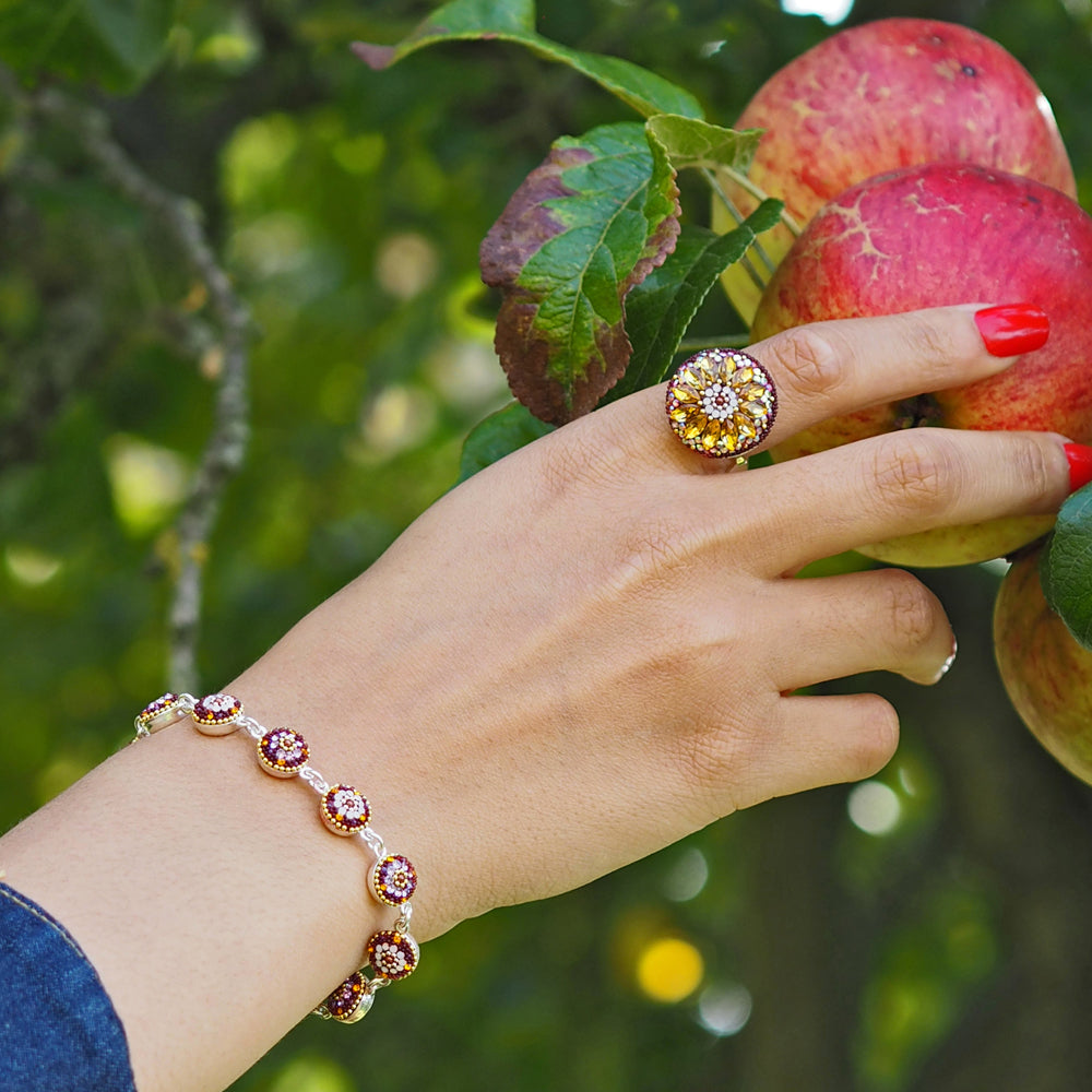 Allegra Round Berry Daisy Bracelet