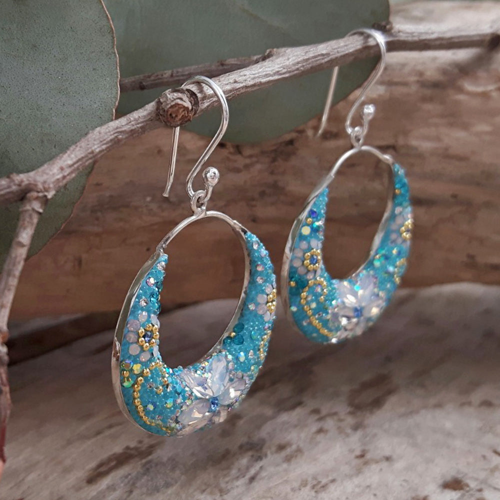 Allegra Daisy Dream Turquoise Boho Hoop Earrings