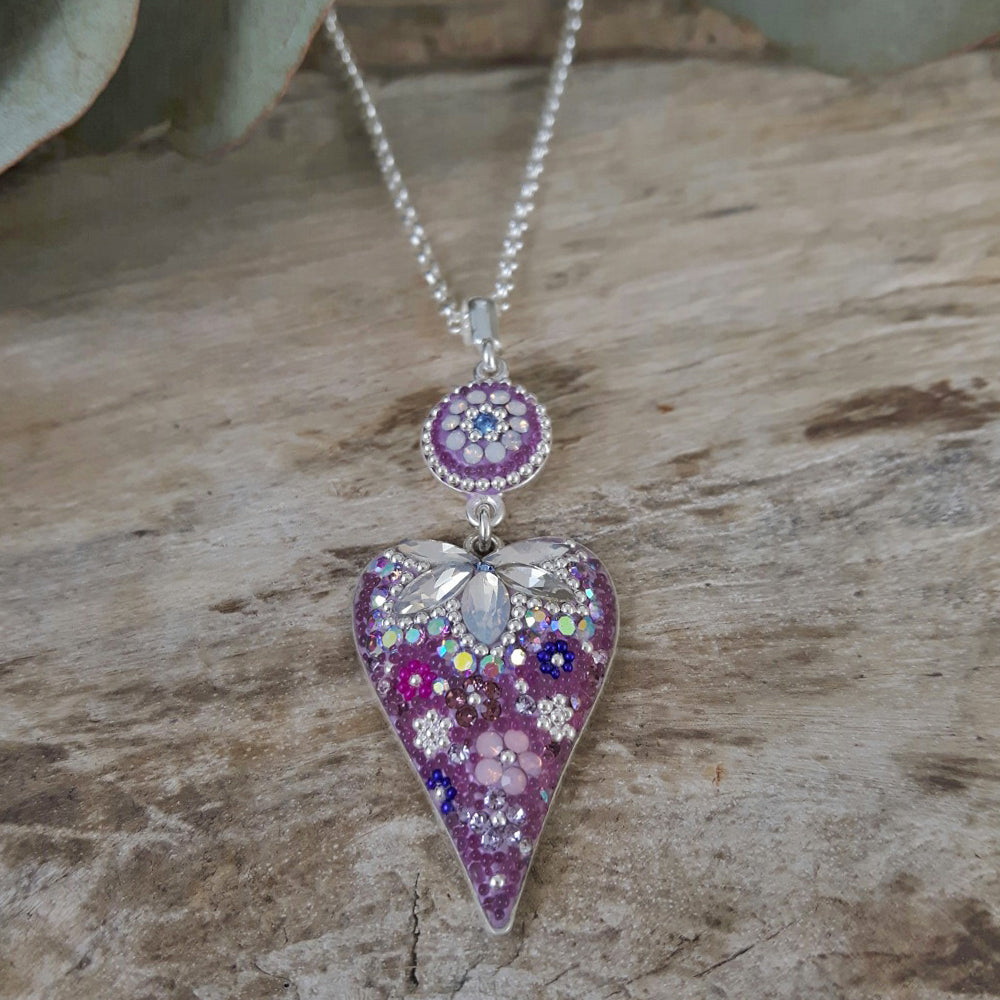 Allegra Lilac Dream Double Drop Heart Pendant