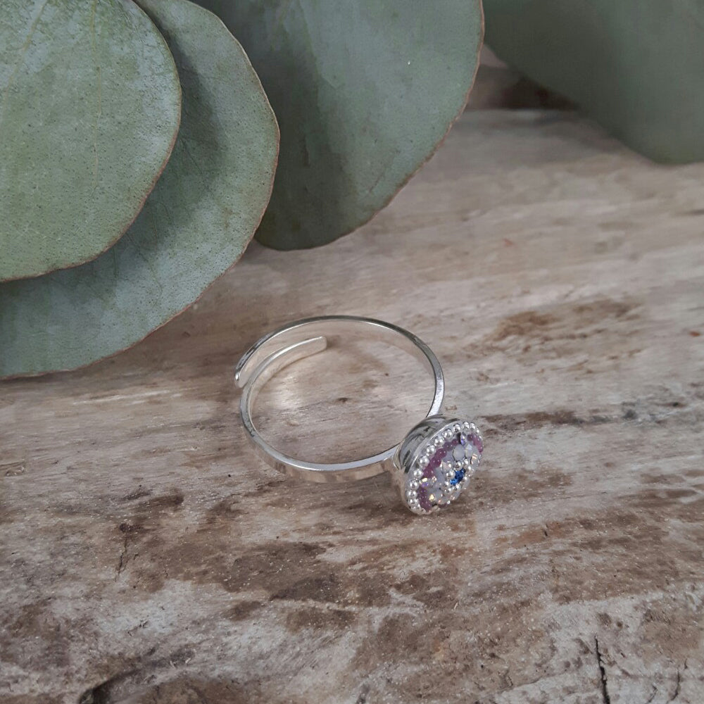 Allegra Lilac Dream Daisy Mini Round Adjustable Ring