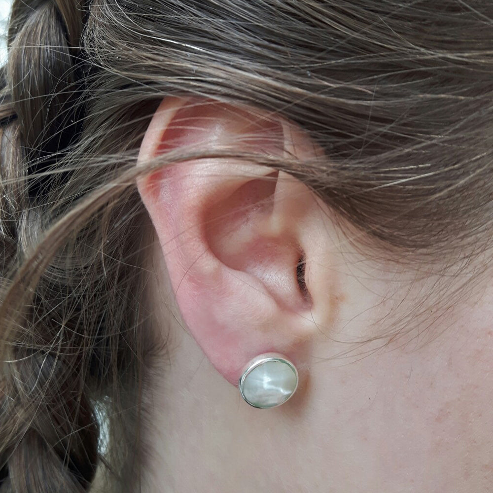 Luna Mother Of Pearl Stud Earrings