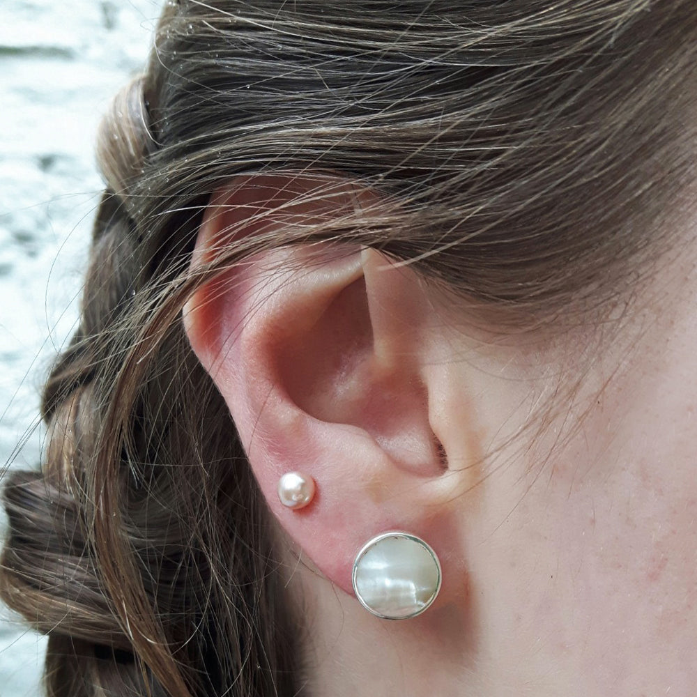 Luna Mother Of Pearl Stud Earrings
