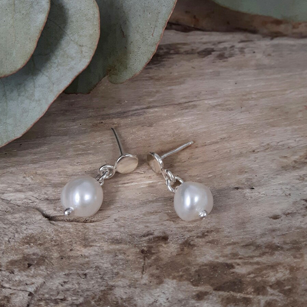 Clarissa Small White Drop Earrings
