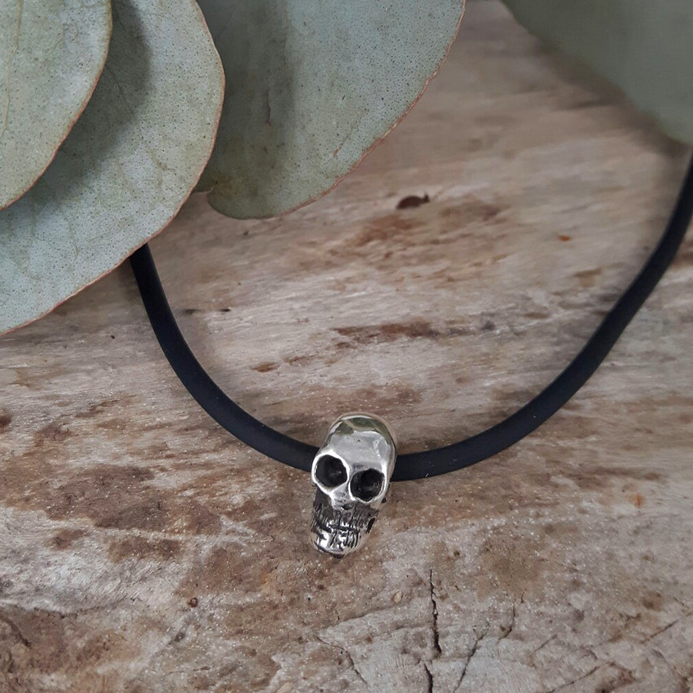 Classic Mini Skull Polished Silver Necklace