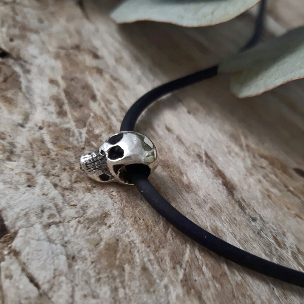 Classic Mini Skull Polished Silver Necklace
