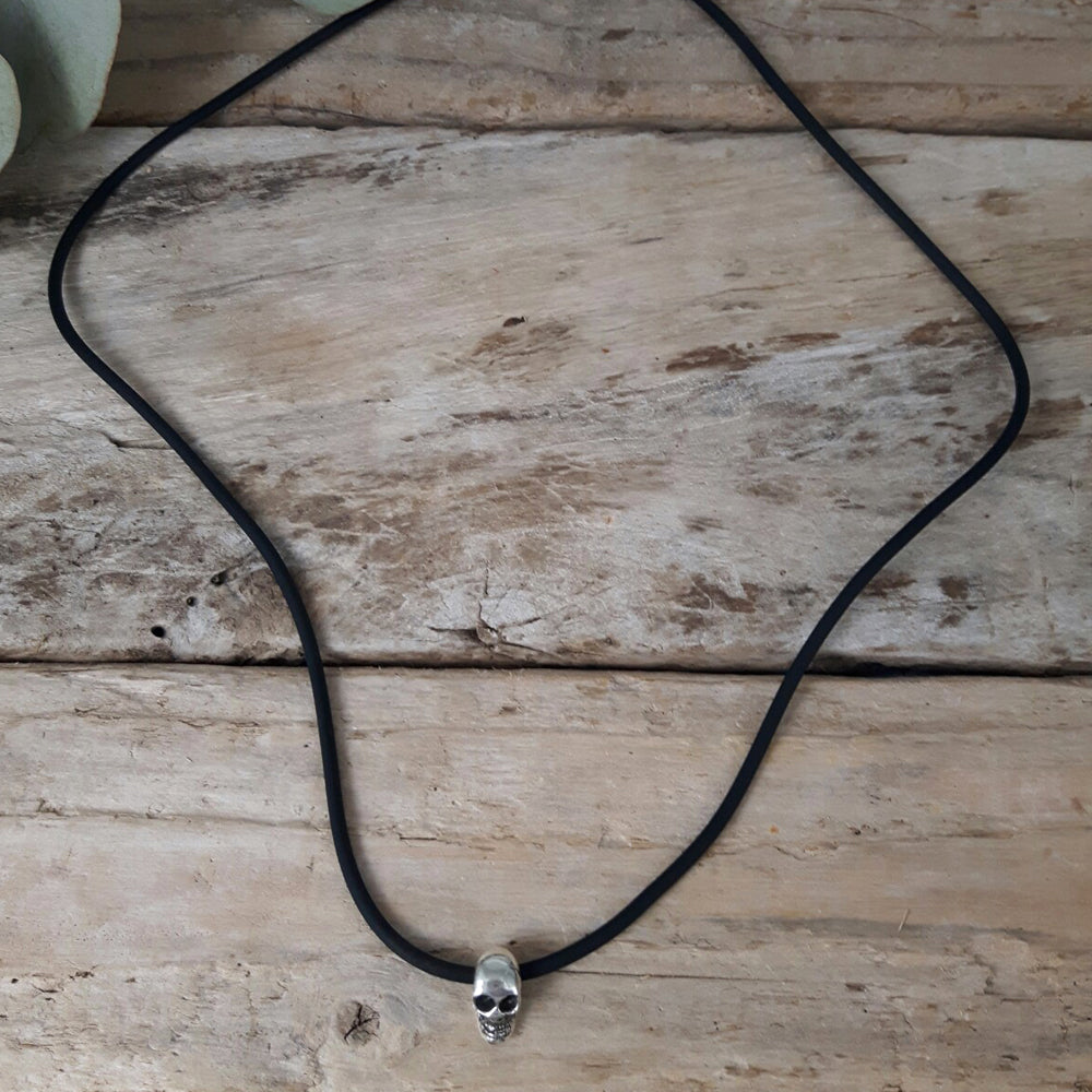 Classic Mini Skull Polished Silver Necklace