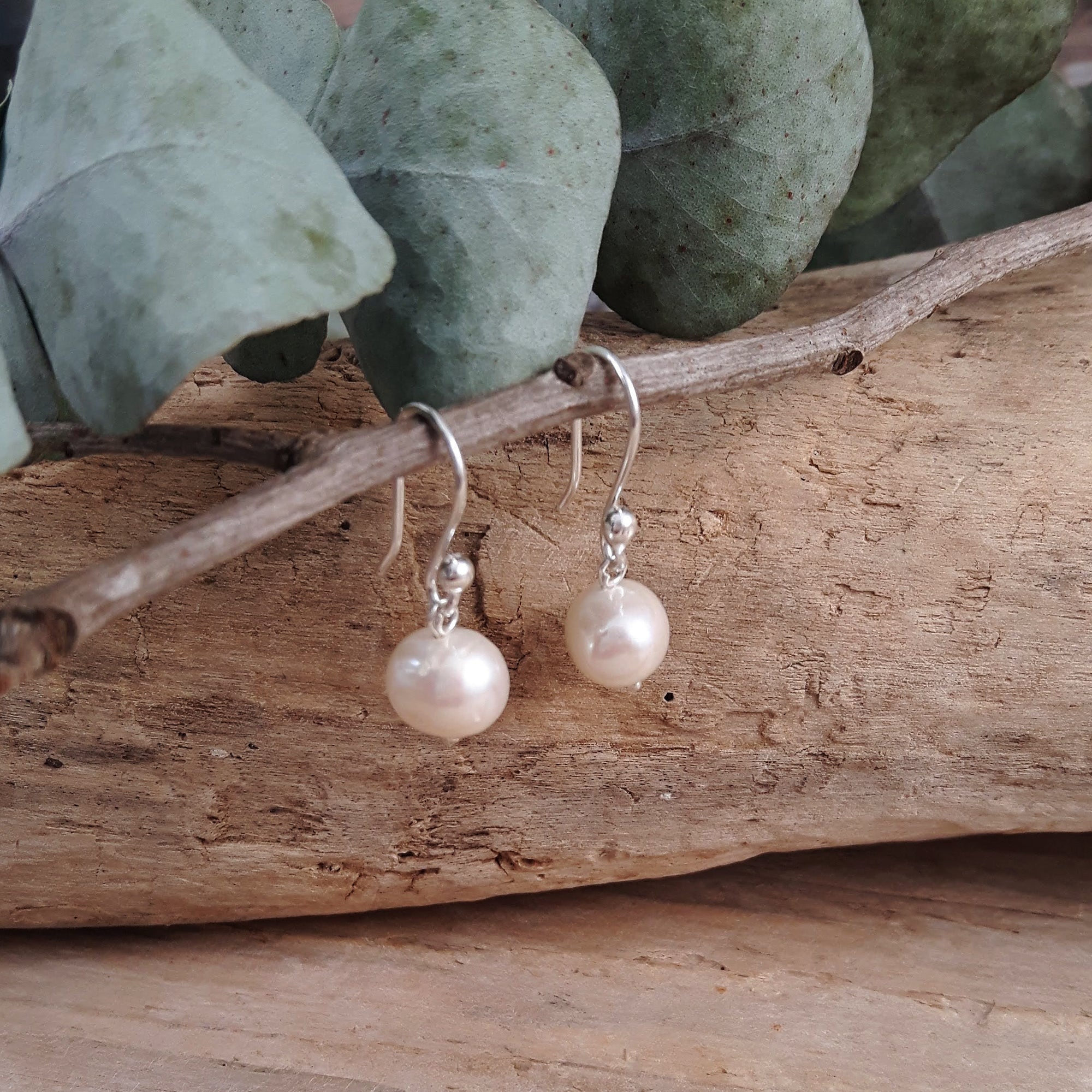 Classic Small White Pearl Drop Earrings