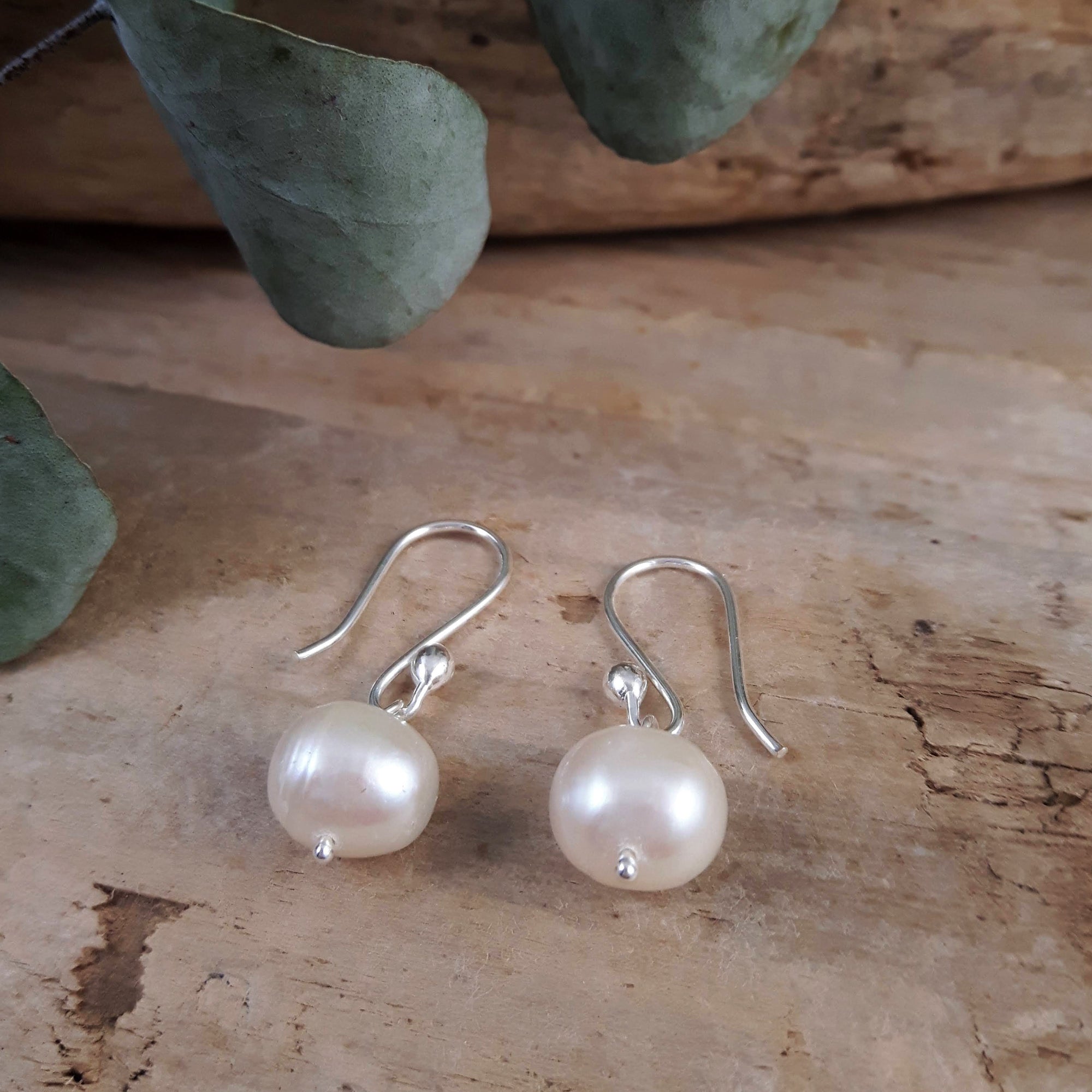 Classic Small White Pearl Drop Earrings