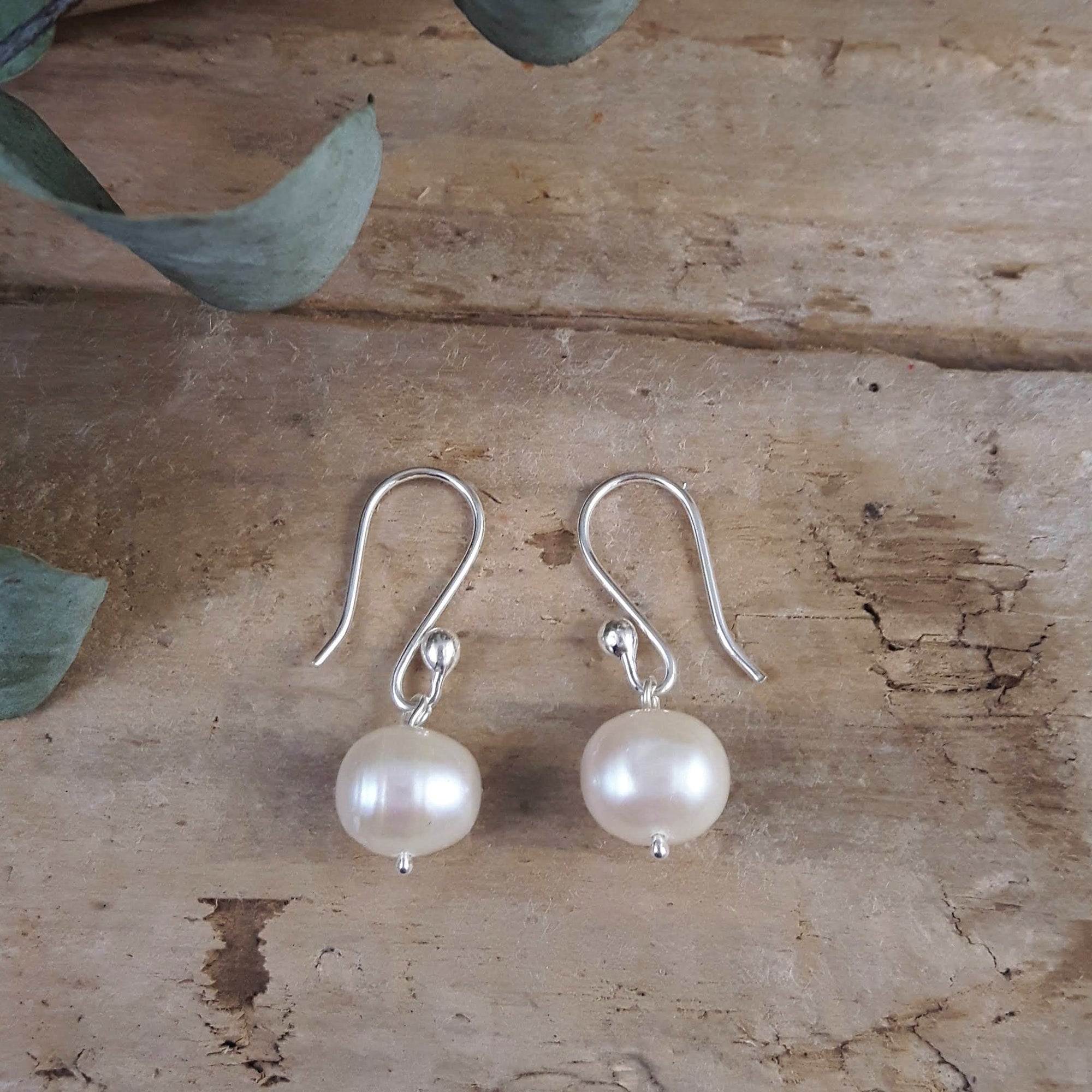 Classic Small White Pearl Drop Earrings