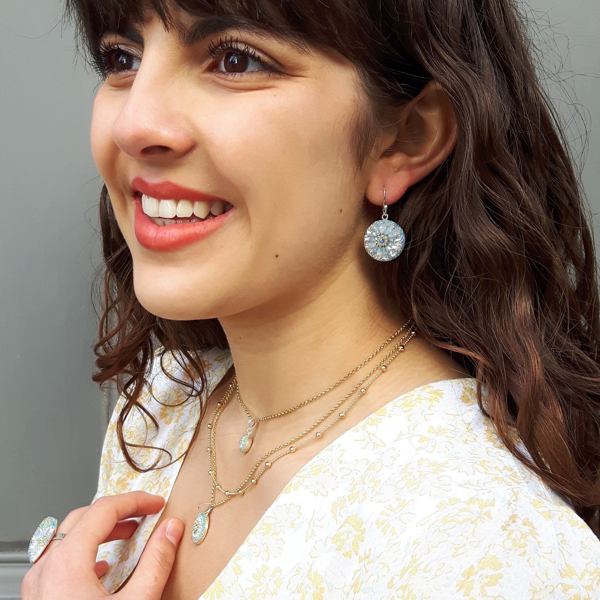 Allegra Flower Daisy Dream TQ Disc Earrings