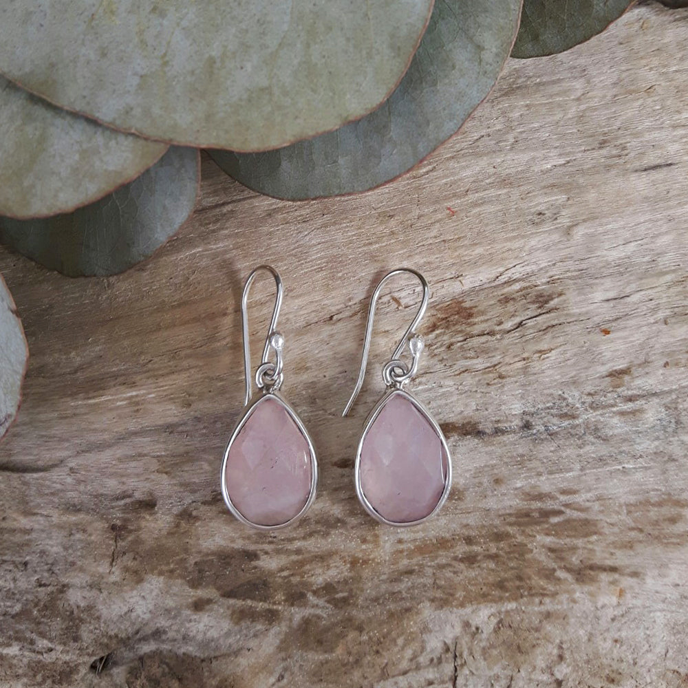 Elegancia Rose Quartz Drop Earrings