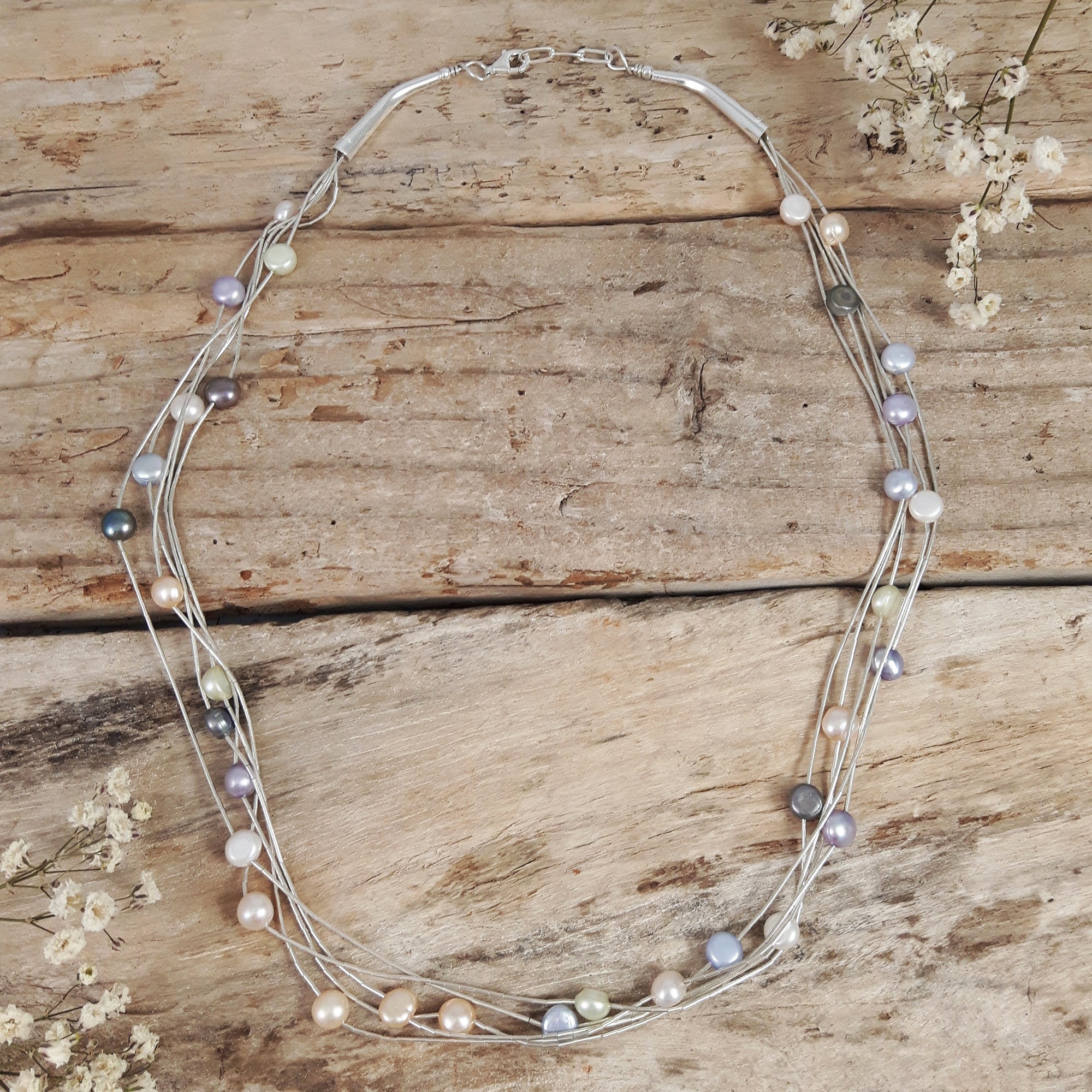 Evelyn 5 Multi Pearl Necklace