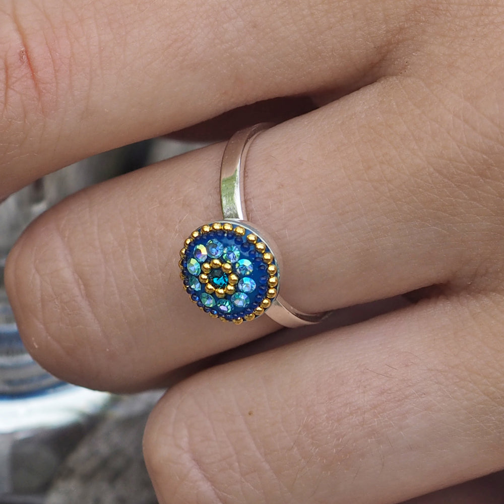 Allegra Round Sapphire Dream Daisy Mini Adjustable Ring