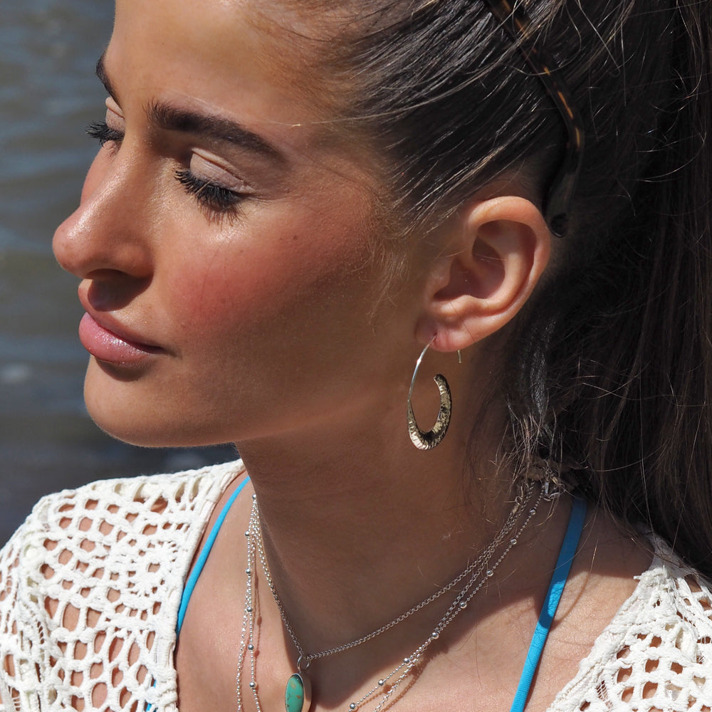 Liberty Hammered Loop Hoop Earrings