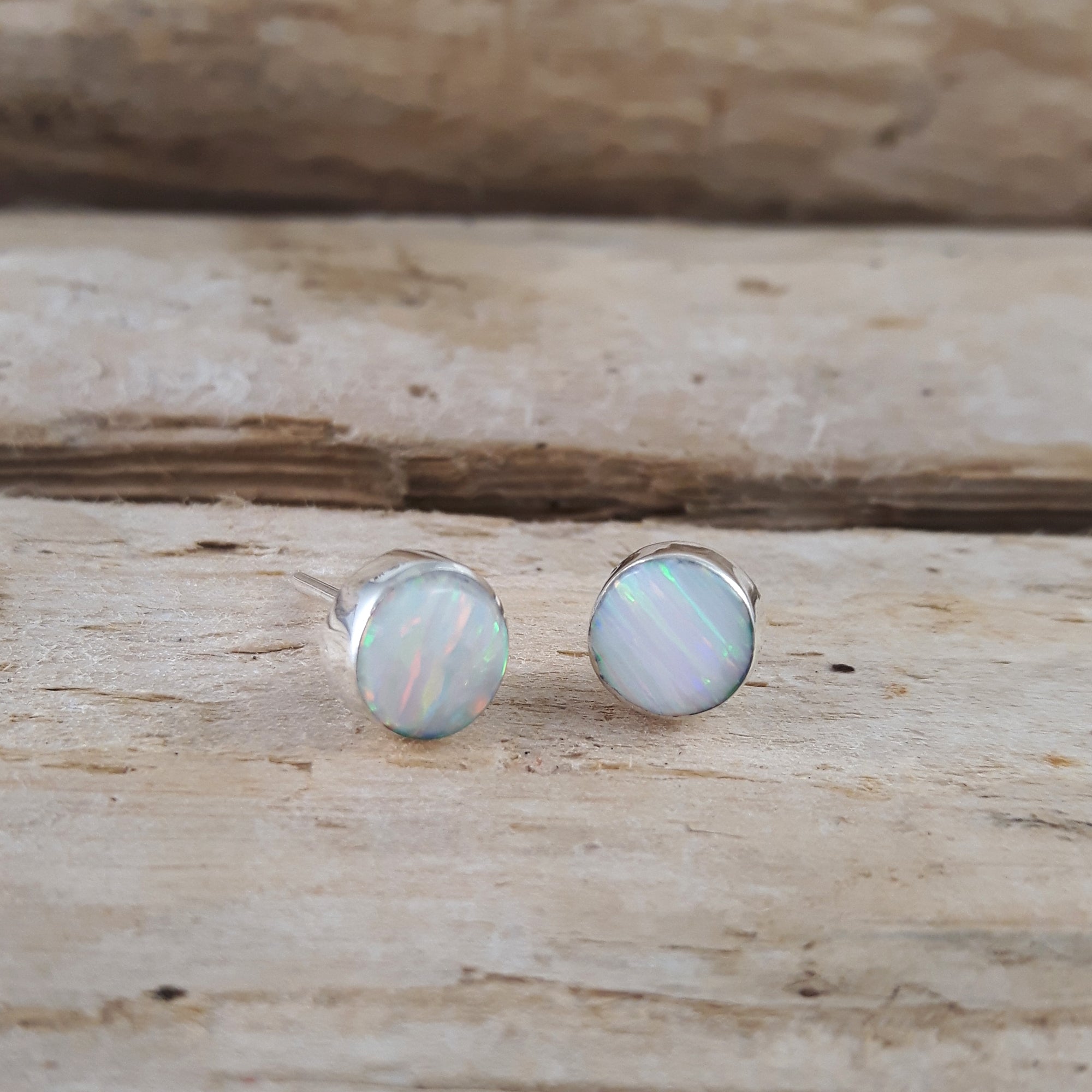 Flinder White Dotty Opalite Stud Earrings