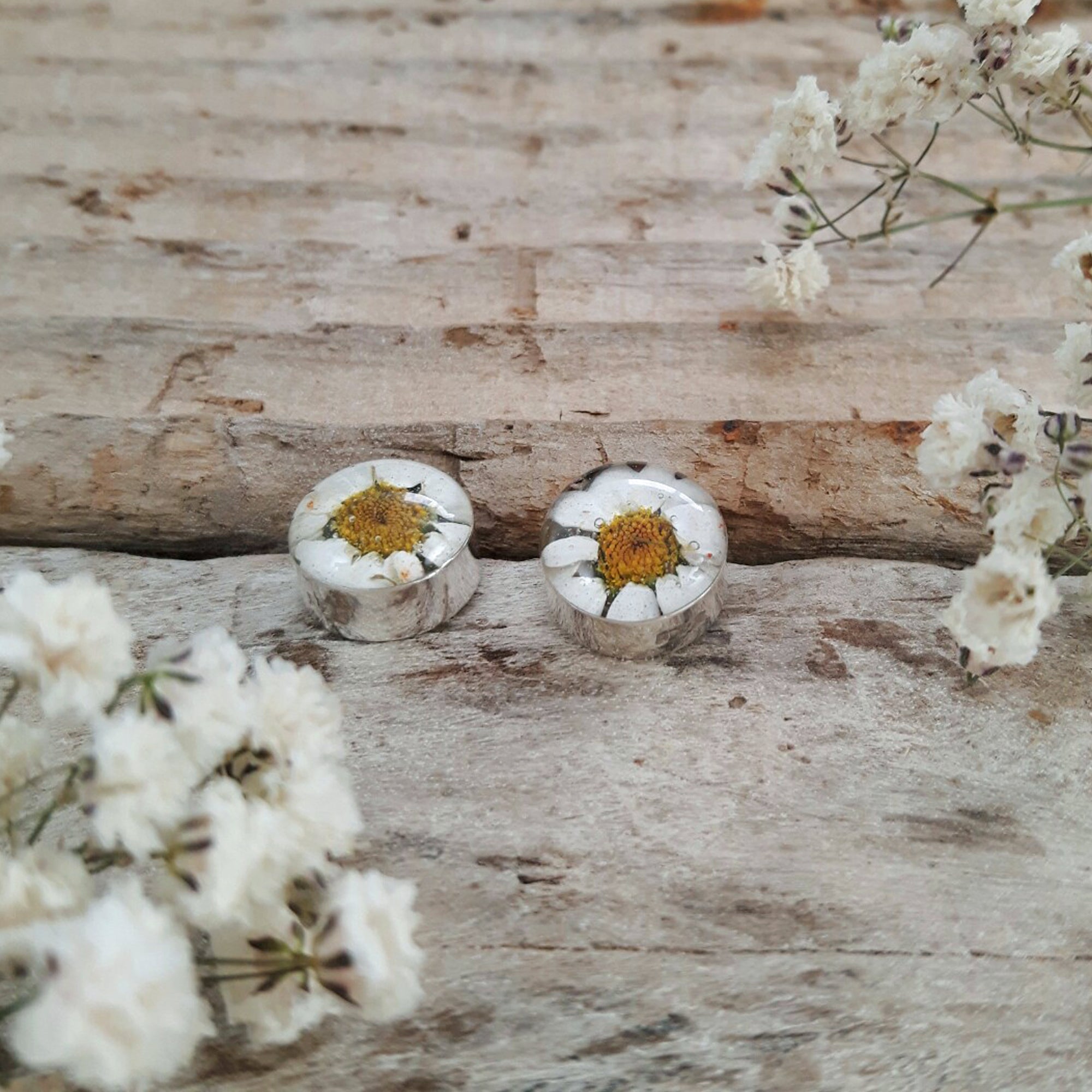 Flores Daisy Round Stud Earrings