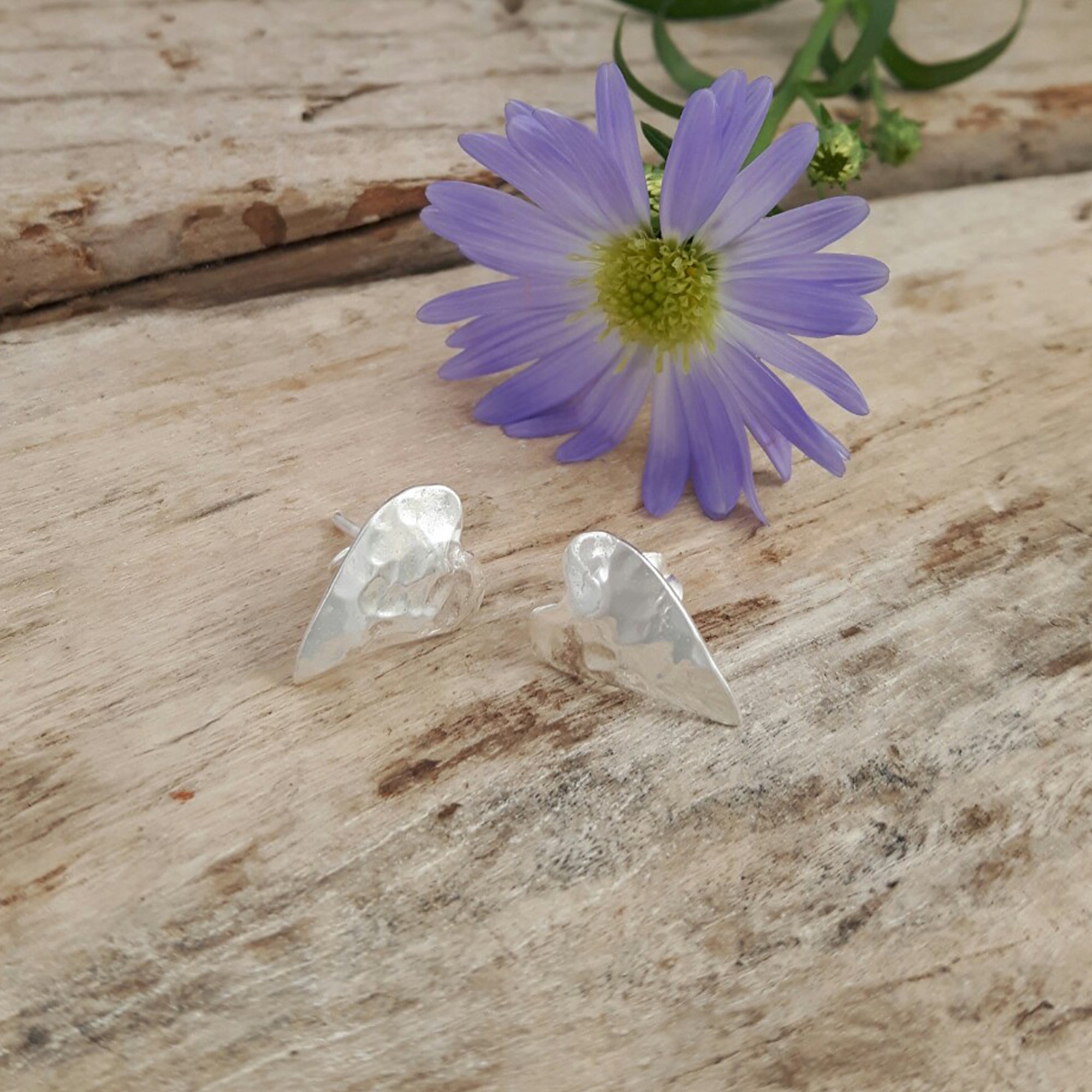 Foresta Hammered Heart Stud Earrings