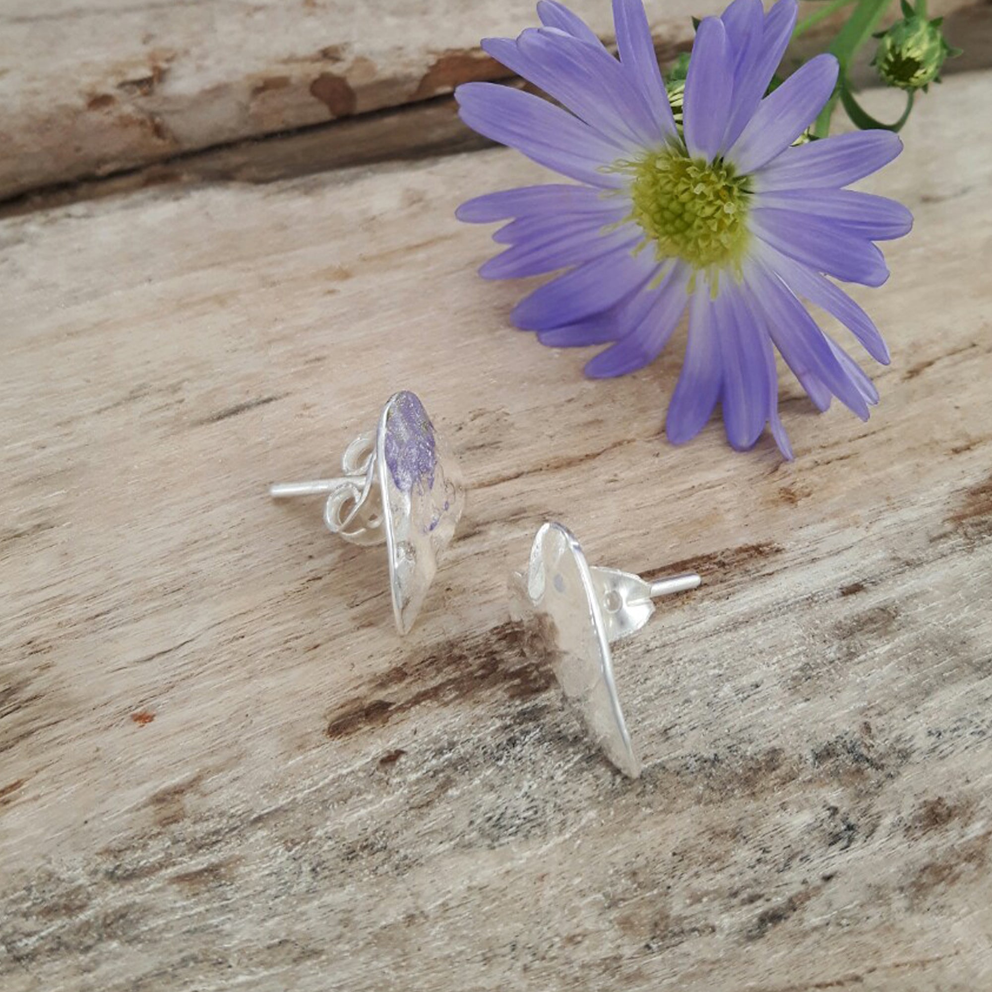Foresta Hammered Heart Stud Earrings