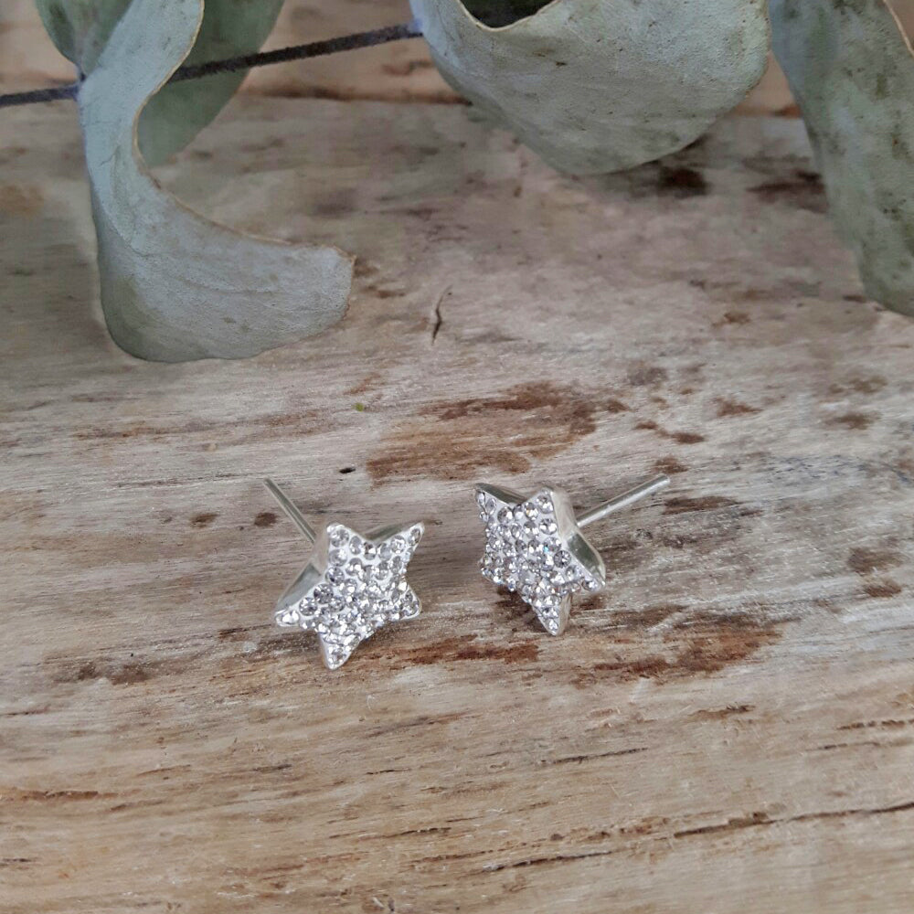 Gala Star White Stud Earrings