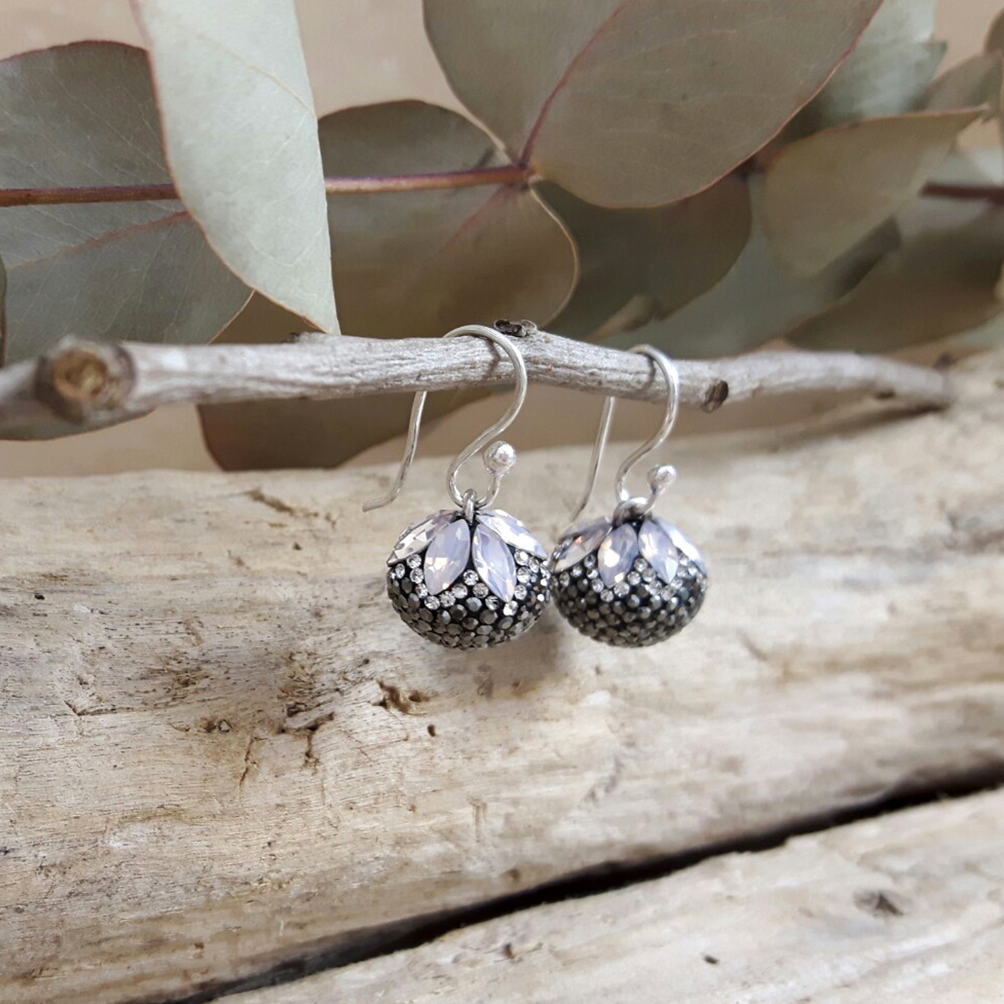 Gala Jet Sphere Drop Earrings