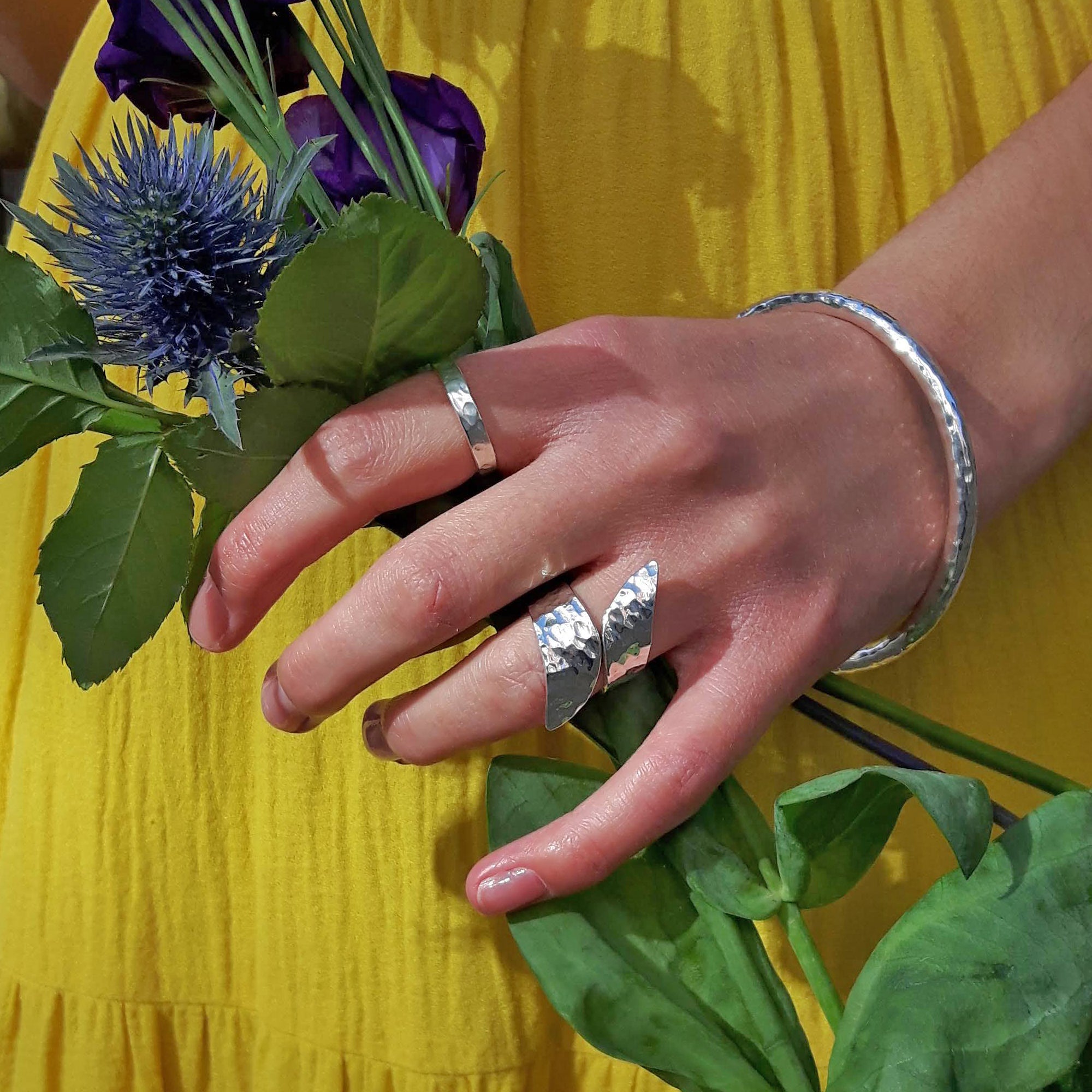 Glamour Hammered Polished Ring