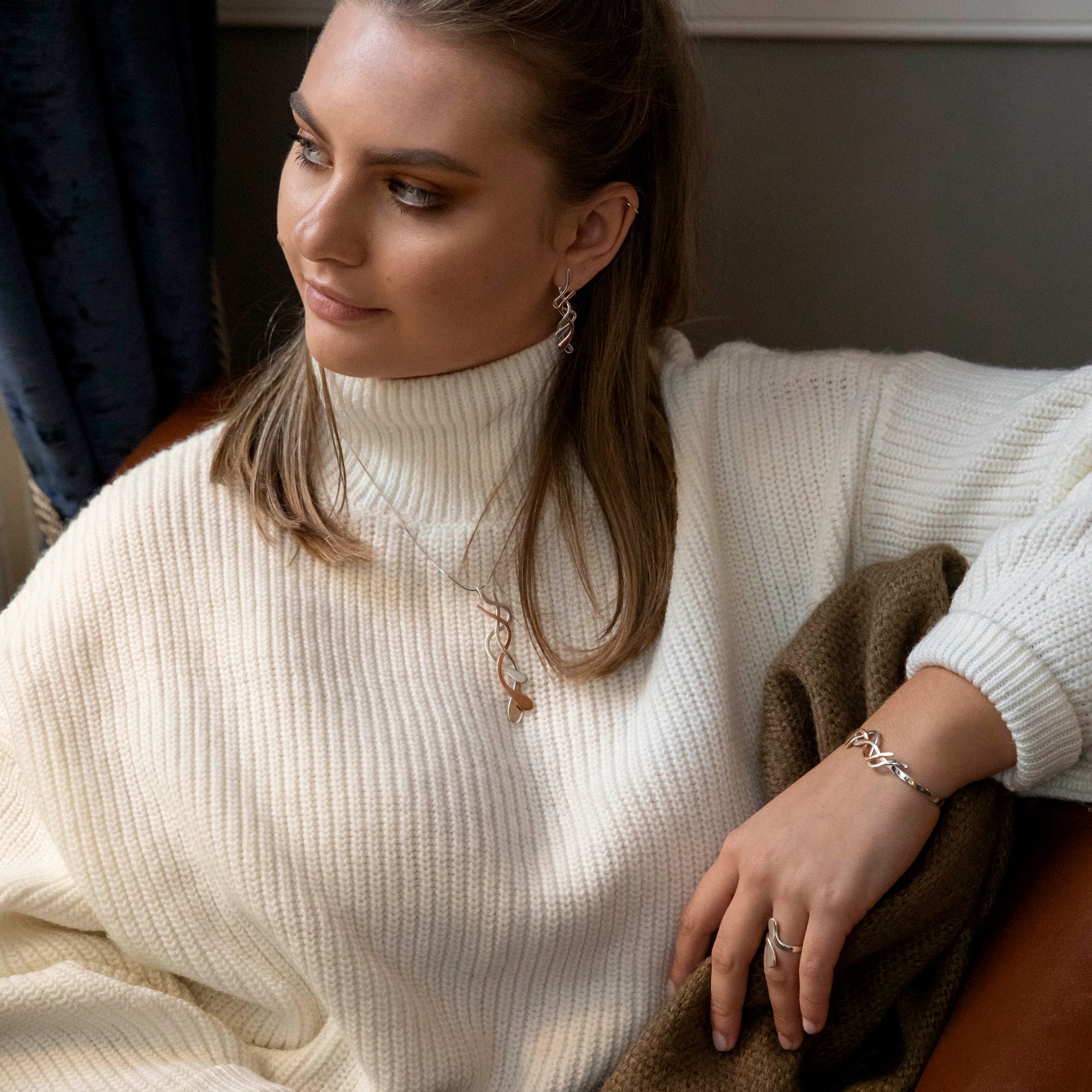 Duo Hazel Silver/Copper Pendant