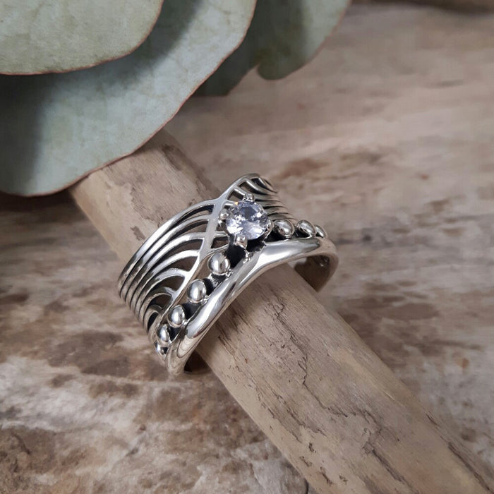 Tiara CZ Sterling Silver Oxi Ring