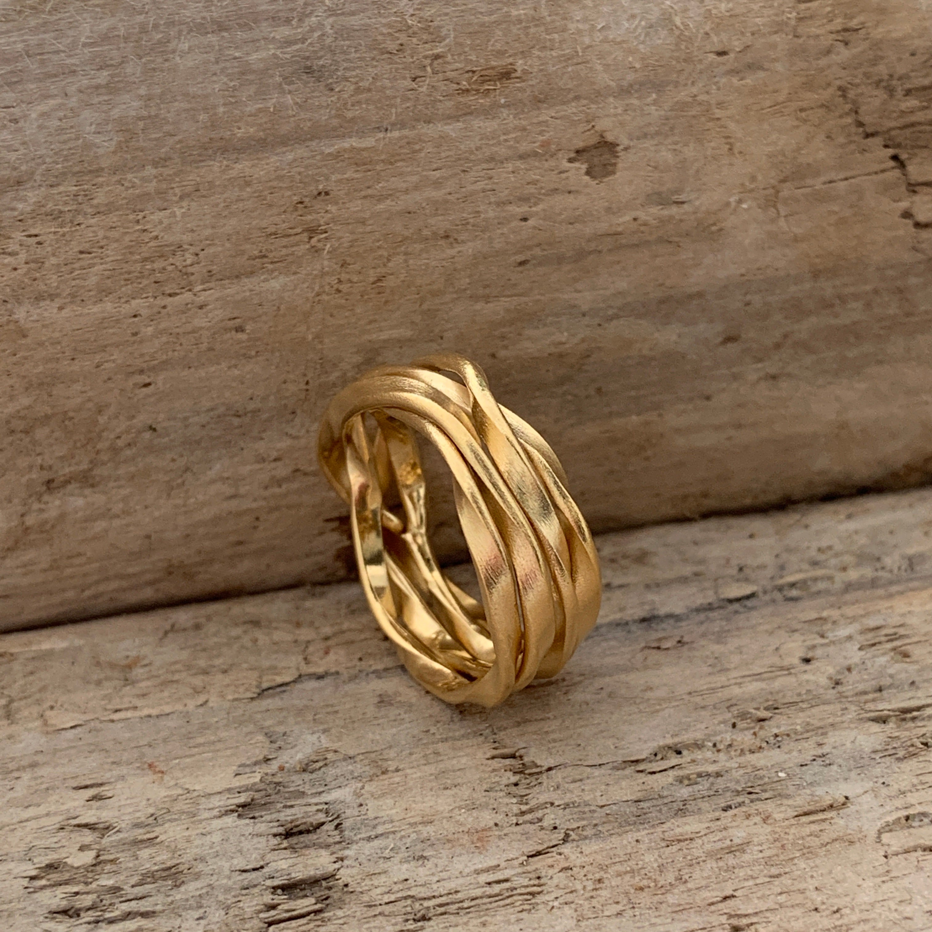 Lattice Thin Gold Plated Sterling Silver Ring