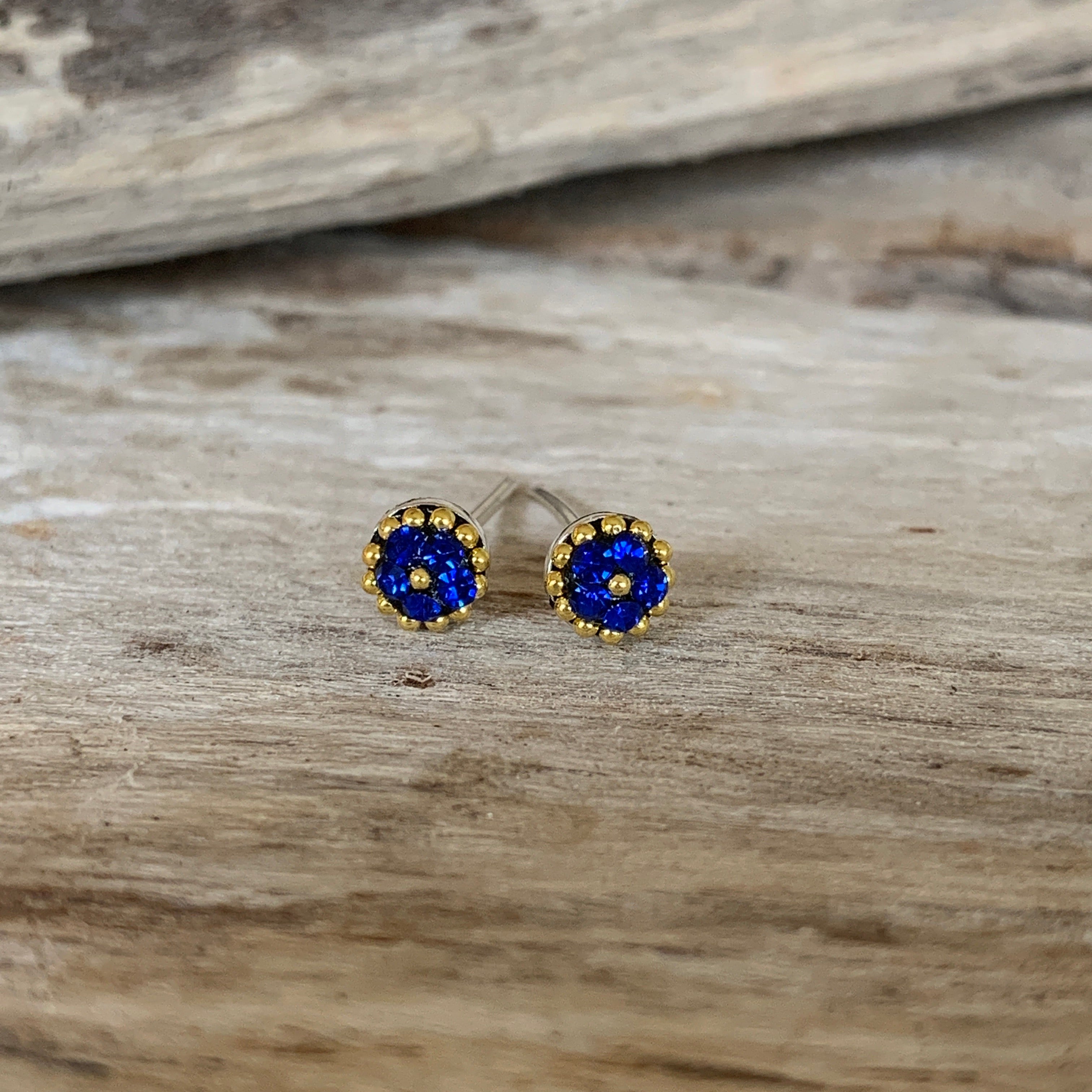 Allegra Blue Tiny Stud Earrings