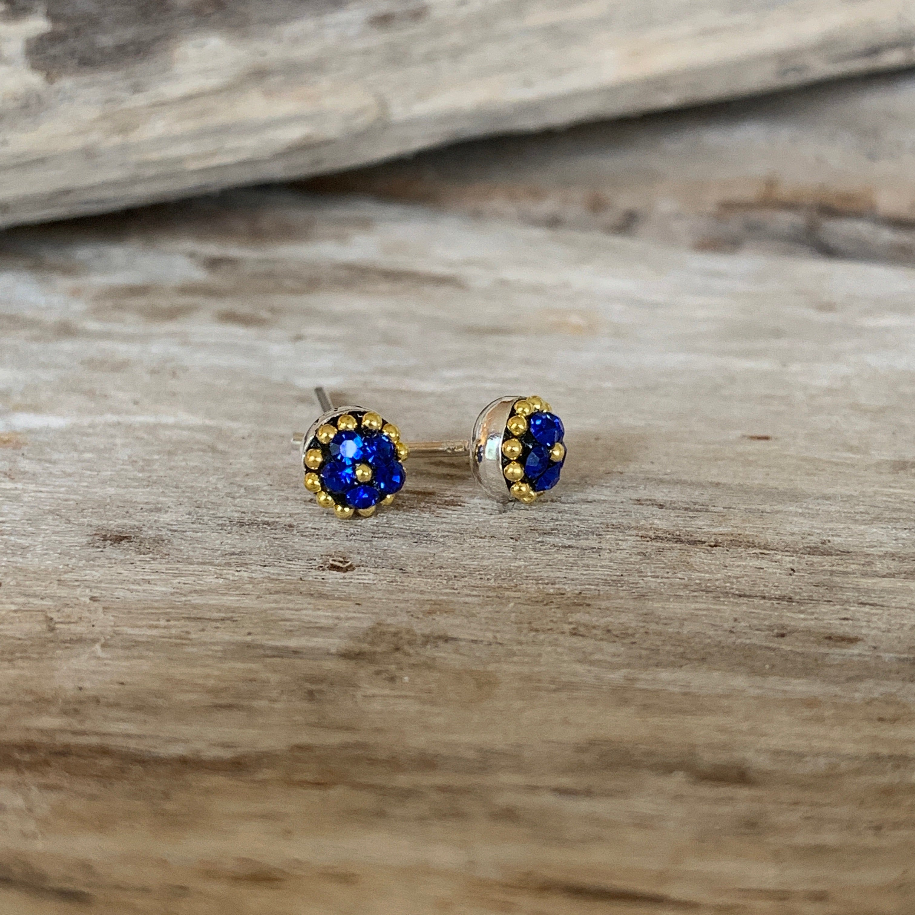 Allegra Blue Tiny Stud Earrings