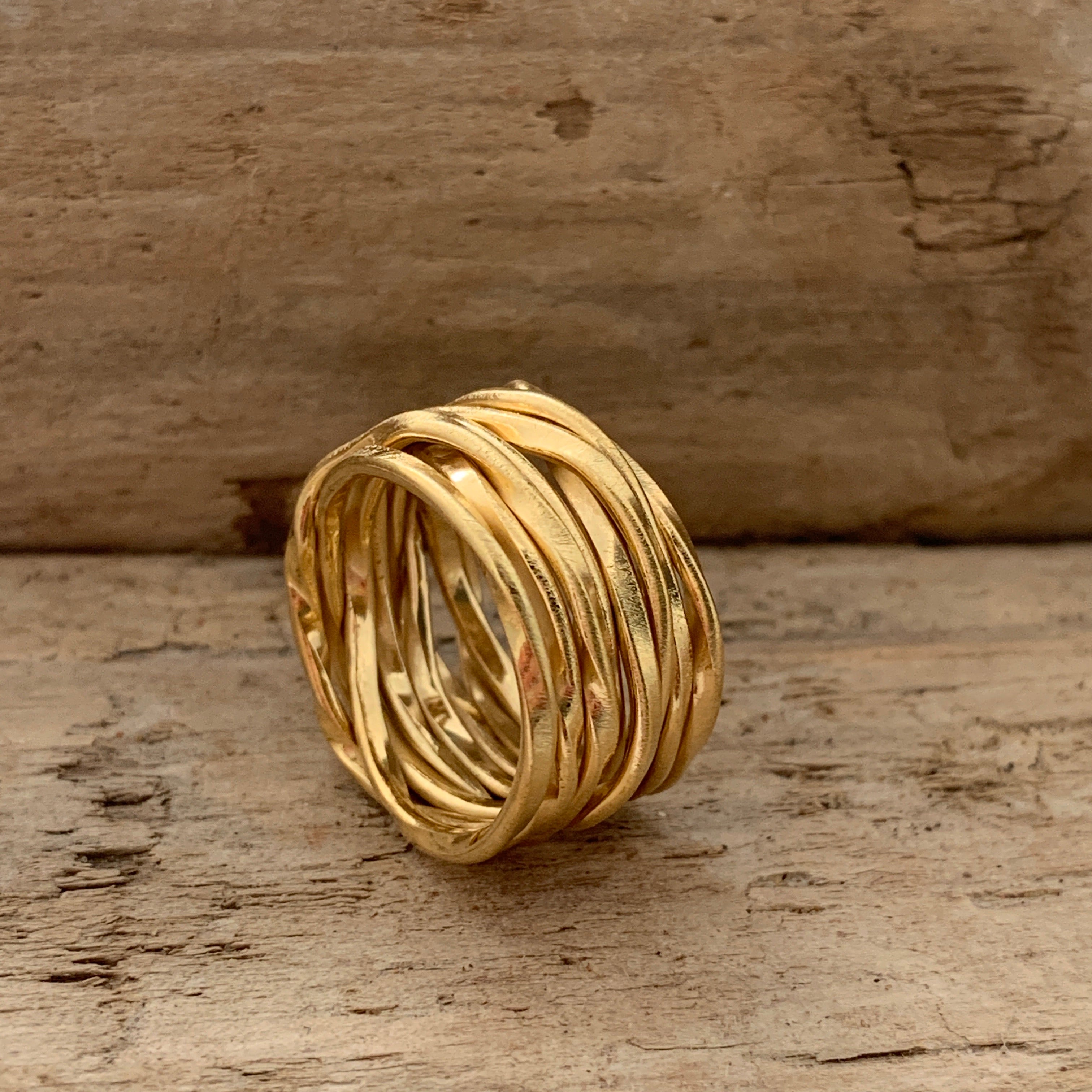 Lattice Wide Gold Plated Ring