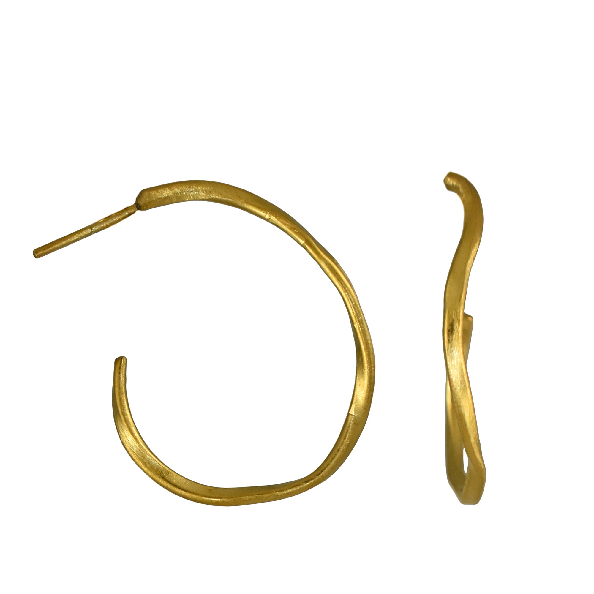 Lattice Hoop Single Strand Gold Plated Earring