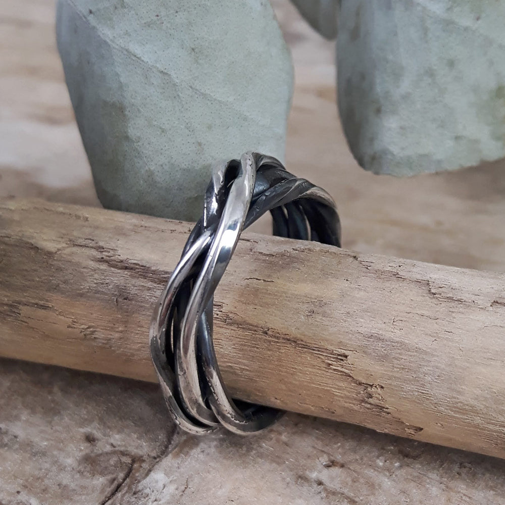 Lattice Thin Oxidised Ring Handcrafted in Sterling Silver